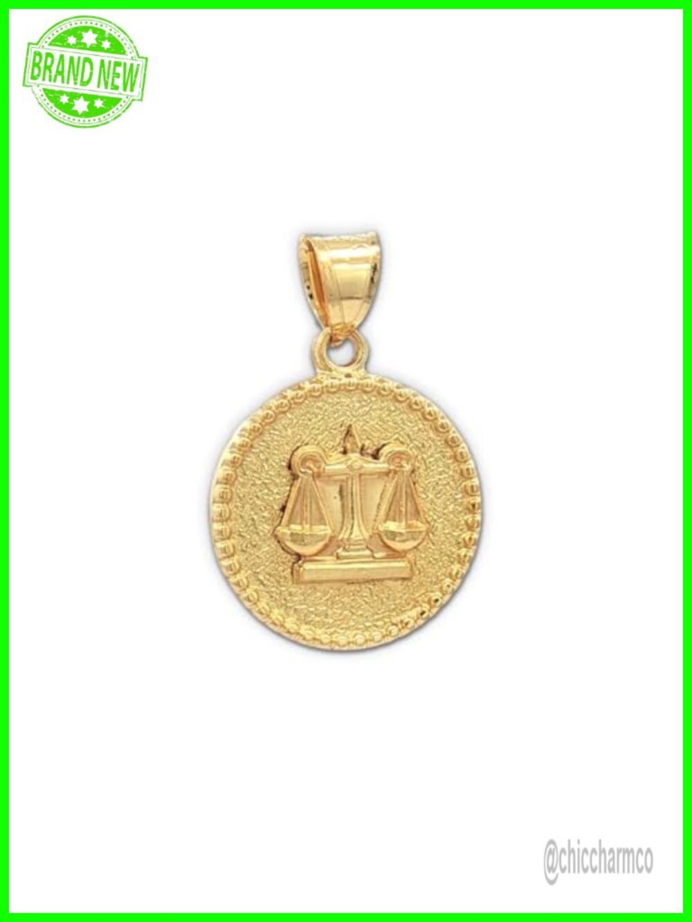 14K Yellow Gold Filled Libra Zodiac Pendant Mini 5/8" Tarnish Resistant